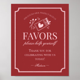 Poster Perfect Match Matchbox Bridal Shower Favors Sign