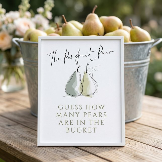 Poster Perfect Pair Pear How Many Bridal Shower Game (Criador carregado)