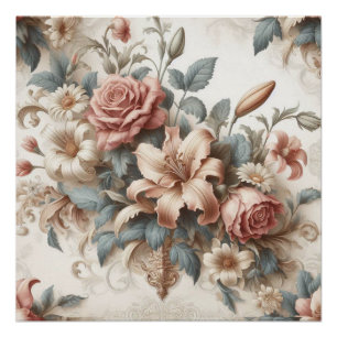Pôster Perfeição Floral Antiquada Clara