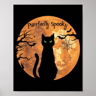 Poster Perfeitamente Assustador Gato Preto no Halloween