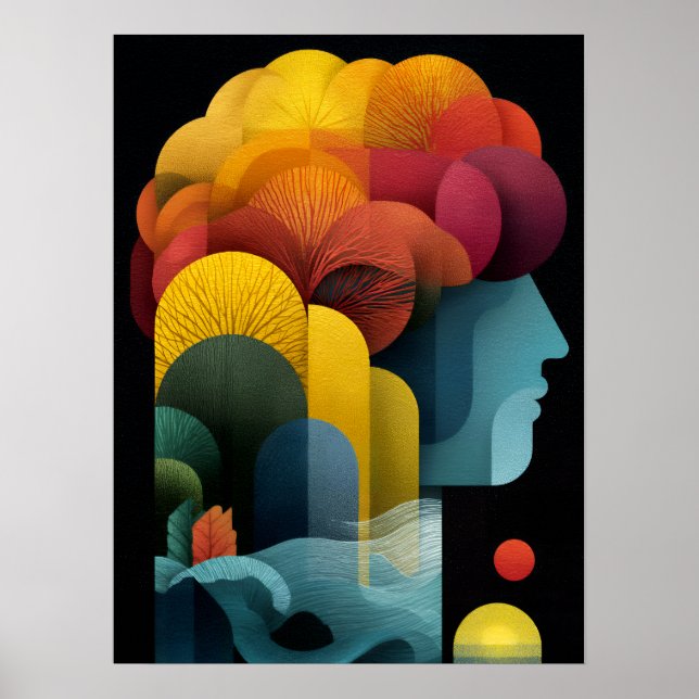 Poster Perfil Botânico da Mente Camadas Vibrantes (Frente)