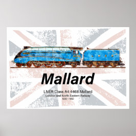 Poster Perfil da locomotiva LNER Classe A4 Mallard com ba