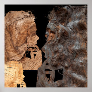 Poster Perfil de femme perplexe - Bois