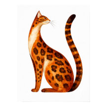 Perfil de Gato Bengal em Aquarela