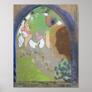 Poster Perfil de uma mulher em uma janela, c.1912