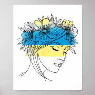 Poster Perfil Feminino de Paz em Flor Ucrânia 1