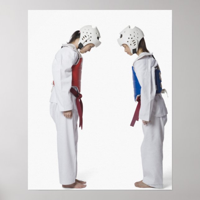 Pôster Perfil lateral de dois jogadores taekwondo curvand (Frente)