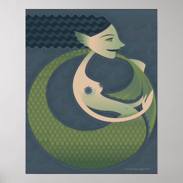 Poster Perfil lateral de uma sereia (Frente)