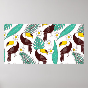 Poster Perfil sem soldadura, azulejo com palmeiras e 