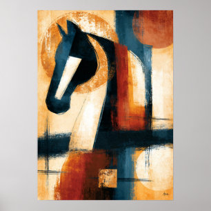 Poster Perfil Solar Kiso Uma Arte Abstrata de Cavalo Japo
