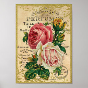 Pôster Perfume antigo dos rosas