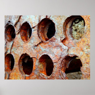 Poster perfurado oxidado do metal