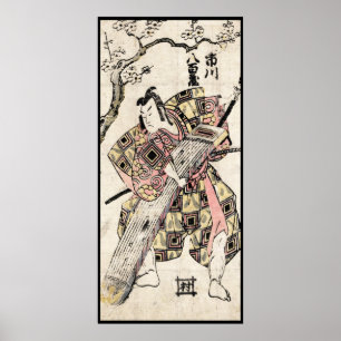 Pôster pergaminho legal do japão samurai ukiyo-e