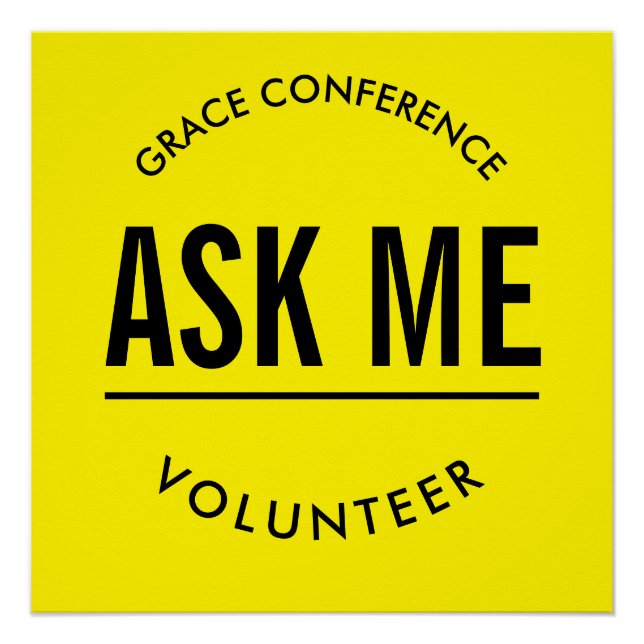 Pôster Pergunte ao voluntário amarelo e preto (Frente)