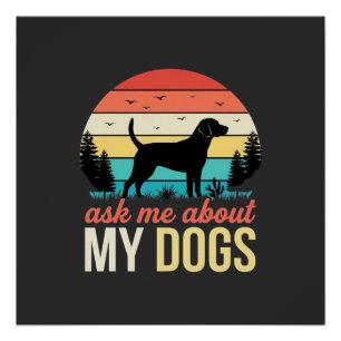 Pôster Pergunte-me sobre meus cães Retro pôr do sol_1
