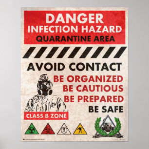 Pôster Perigo! Área de perigo da infecção