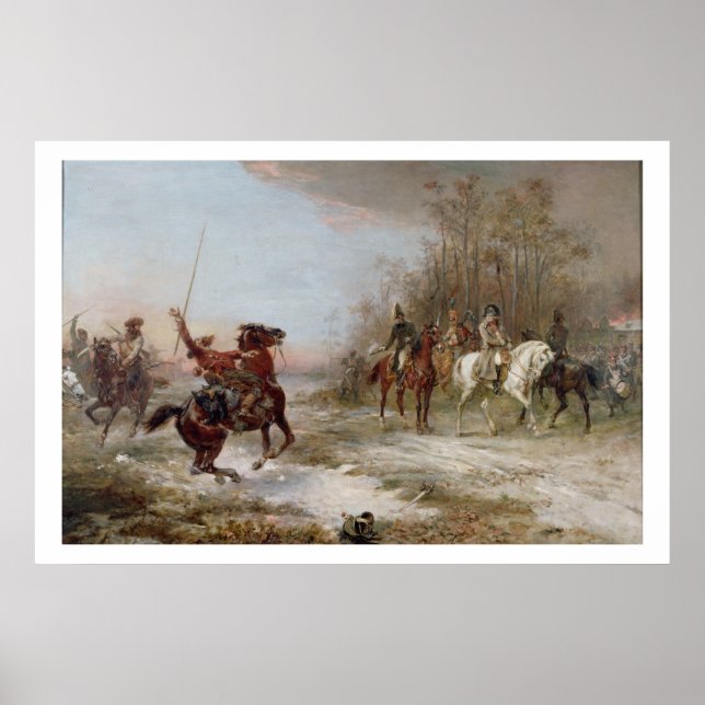 Pôster Peril de Napoleão em Brienne-le-Chateau, c.1891 (o (Frente)