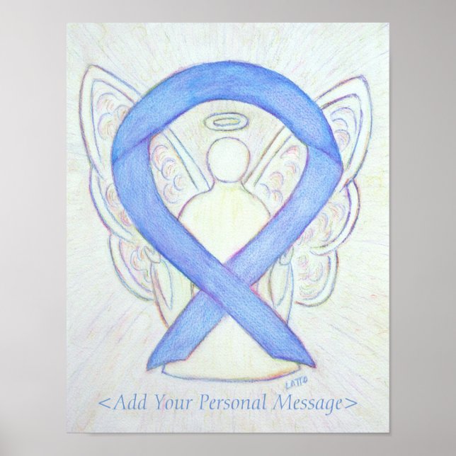 Pôster Periwinkle Awarness Ribbon Guardian Angel Impressã (Frente)