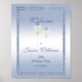 Poster Periwinkle Glitter & Champagne Flutes Aniversário
