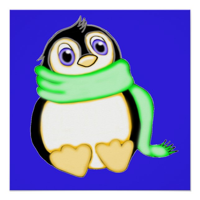 Pôster Perky Penguin Blue Poster (Frente)