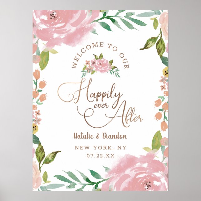 Poster Permitir Rosa Felizmente Após O Sinal De Recepção (Frente)