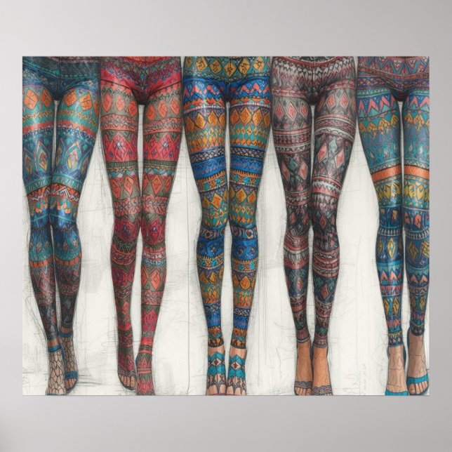 Poster Pernas e Mais Pernas em Leggings Justas na Parede (Frente)