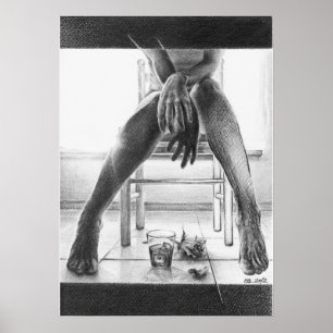 Poster Pernas femininas, pintura de vidro e lápis de rosa
