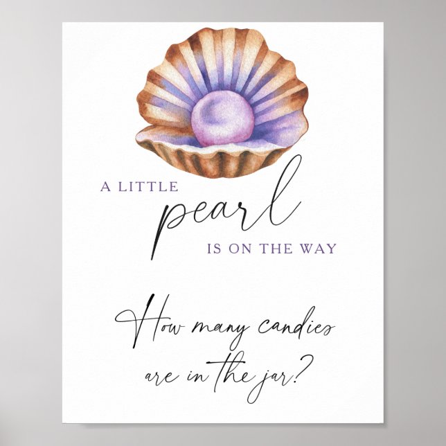 Poster pérola chá de fraldas adivinha quantos doces (Frente)