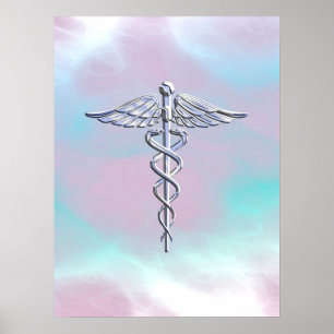 Pôster Pérola médica da mãe do símbolo do Caduceus de