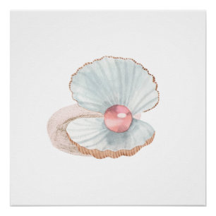 Pôster Pérola Rosa no Poster de Campainha de Clam