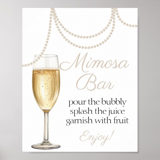Poster Pérolas do bar Mimosa e chá de noiva prosecco (Frente)