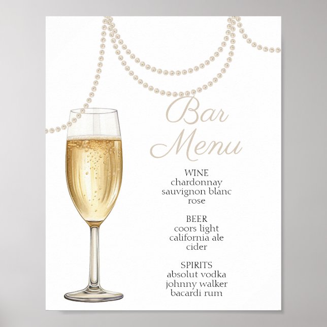 Poster Pérolas do menu bar e chá de panela prosecco (Frente)