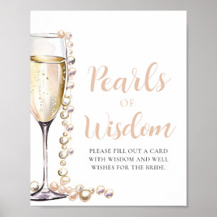 Poster Pérolas e Prosecco Champagens de Sinal de Sabedori