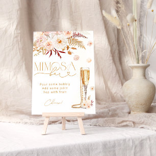 Poster Pérolas Elegantes e Prosecco Bar Bridal Floral de