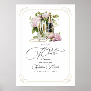 Poster Pérolas Elegantes e Prosecco: Boas-vindas ao Chá d