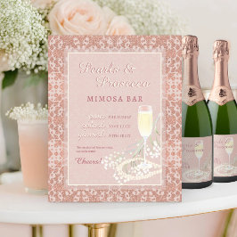 Poster Pérolas & Prosecco Blush & Rosa Dourado Bar Mimosa