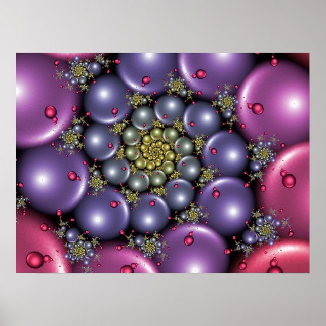 Poster Pérolas Rosa e Roxo (Frente)