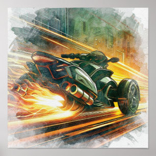 Poster Perseguição de Motocicleta Can-Am em Alta Velocida