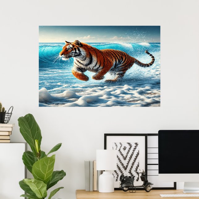 Poster Perseguição do Oceano Selvagem de Tiger (Escritório em casa)