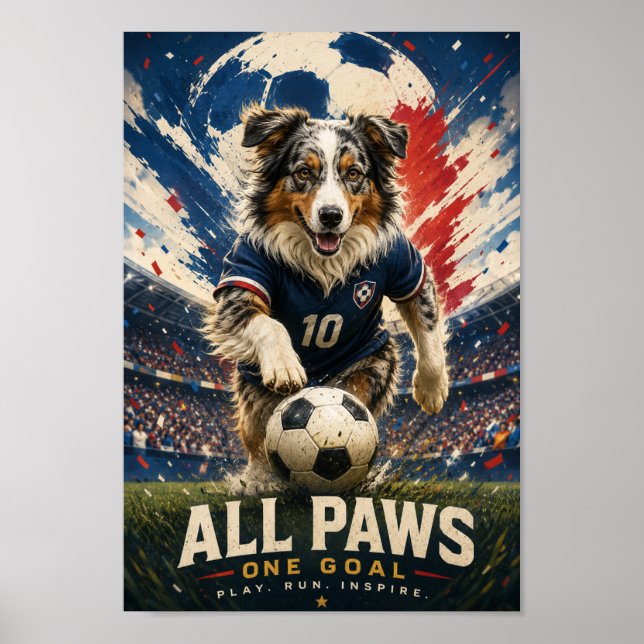 Poster Perseguidor de Gol Australian Shepherd (Frente)