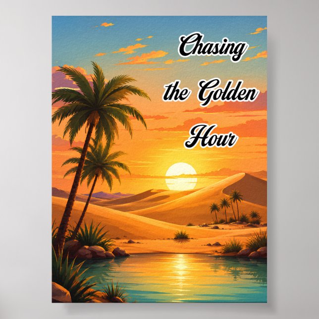 Poster Perseguindo a Paisagem do Deserto da Hora Dourada  (Frente)