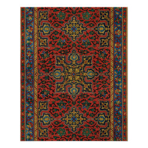 Pôster Pérsia Rug Carpet Red Blue Classic