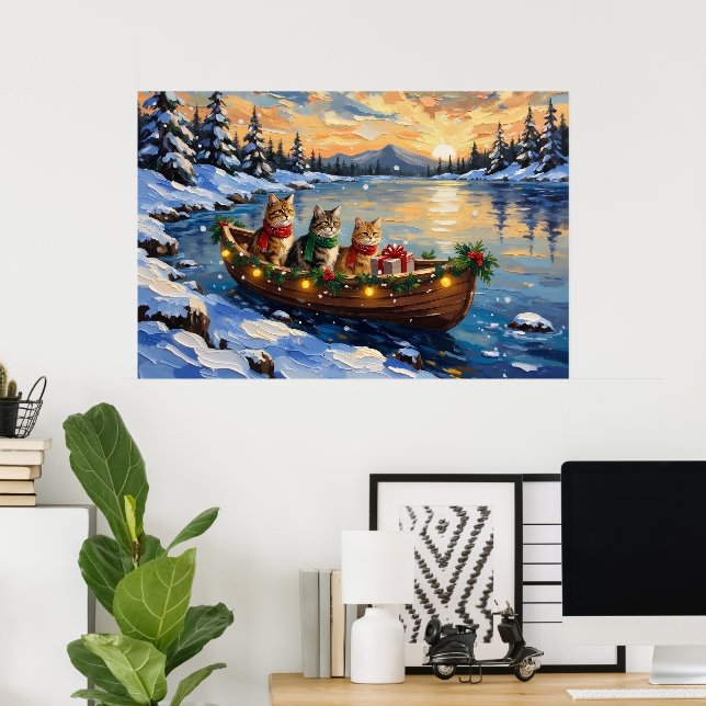 Poster Persian Cat Christmas Boat Holiday (Escritório em casa)