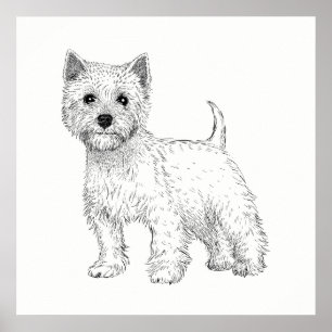 Pôster Persiga as montanhas ocidentais Terrier da arte do