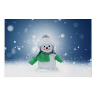 Pôster Personagem adorável de boneco de neve de Natal do 