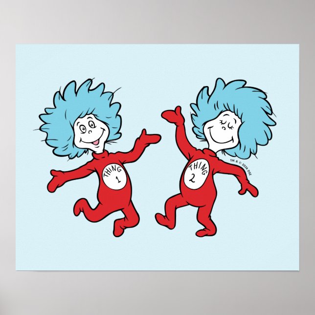 Poster Personagem Coisa 1 e Coisa 2 do Dr. Seuss (Frente)
