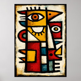 Poster Personagem Cubista Primitivo 2 Arte Abstrata Negri