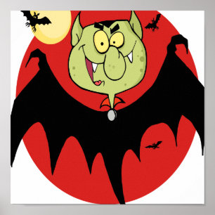 Pôster personagem de bastão de vampiro engraçado
