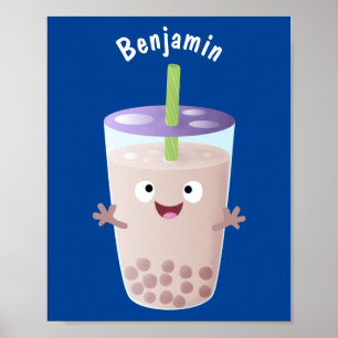 Poster Personagem de desenho animado de bobina de chá de 