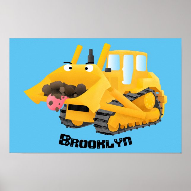 Poster Personagem de desenho animado de bulldozer amarelo (Frente)